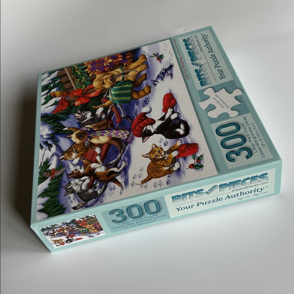 “Let’s Go Sledding” Dogs and Cats Christmas Winter 300pc Puzzle, Bits & Pieces - Picture 3 of 8